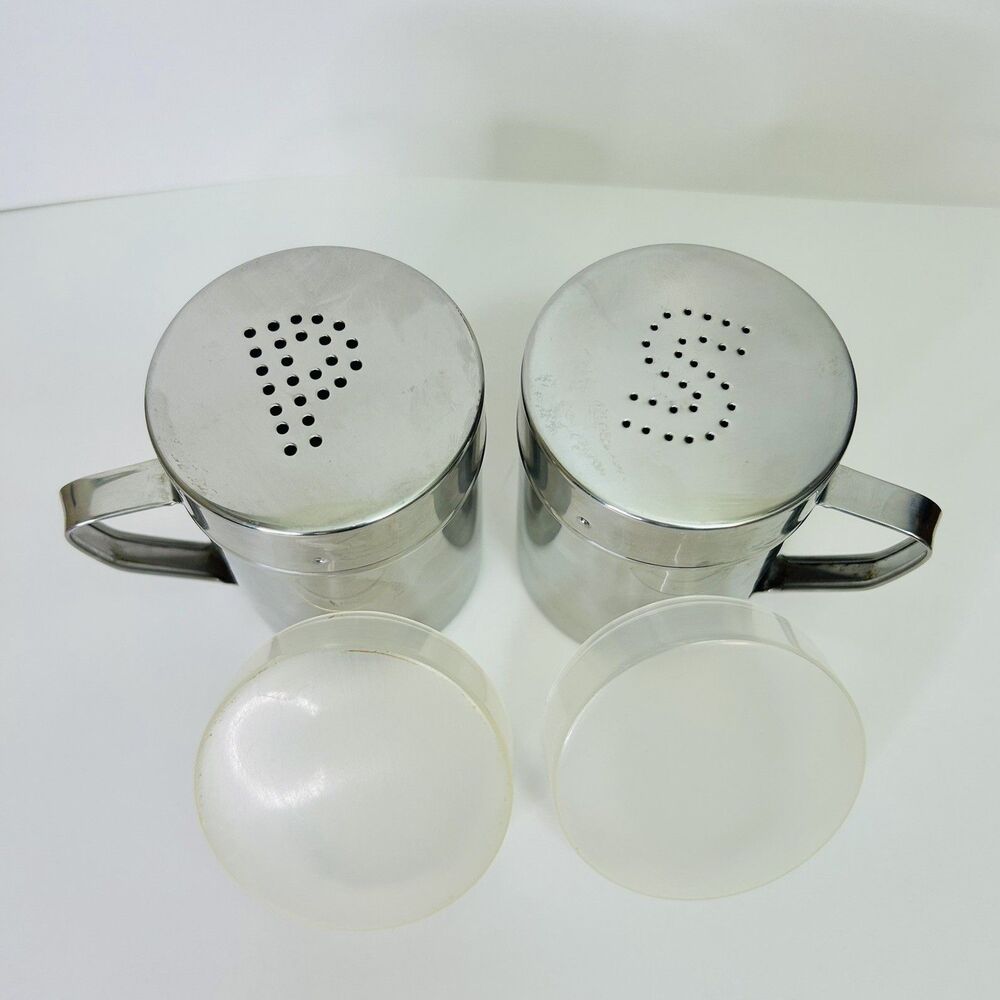 VTG Stainless Steel Salt Pepper Shakers Set Chef Diner Kitchen (Set Of 2)
